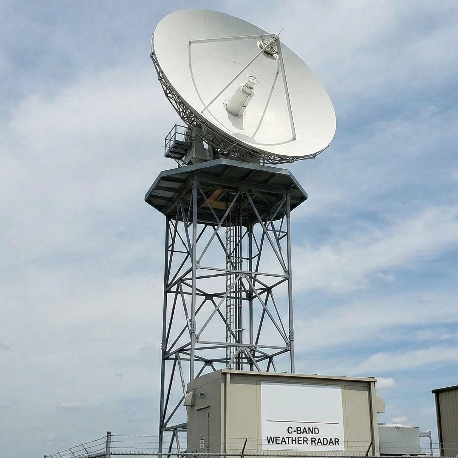 Advanced weather radar installation showing precision engineering and technical excellence in meteorological equipment